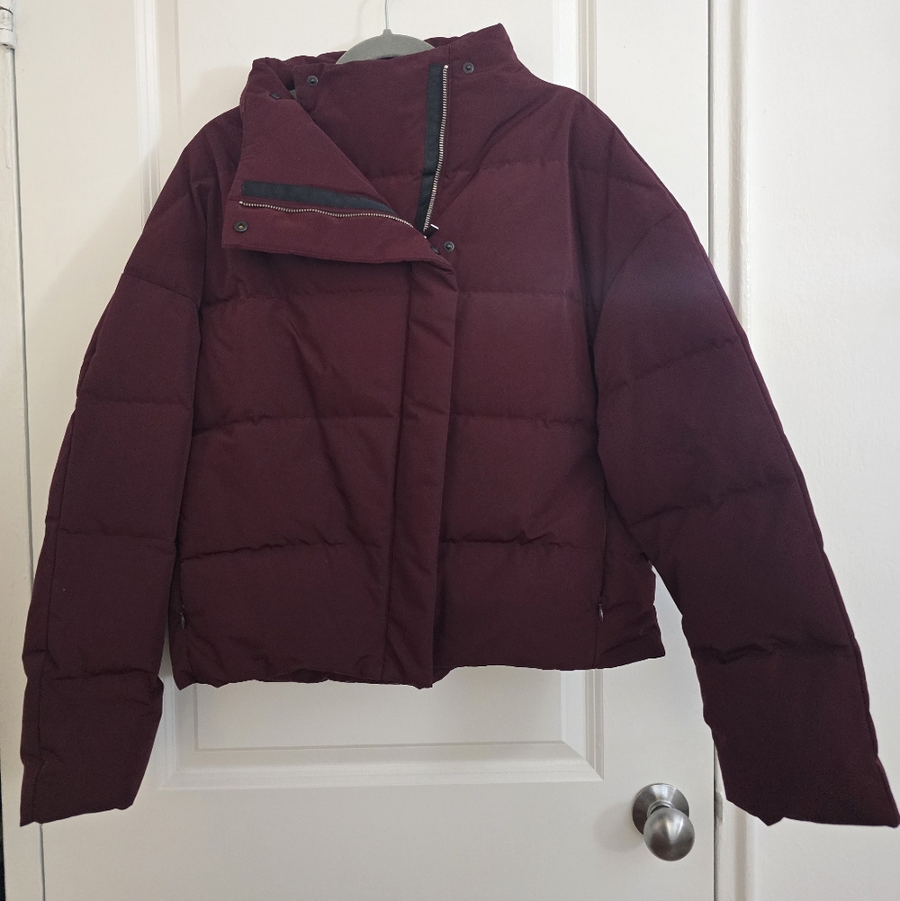 Theory Burgundy Puffer Coat